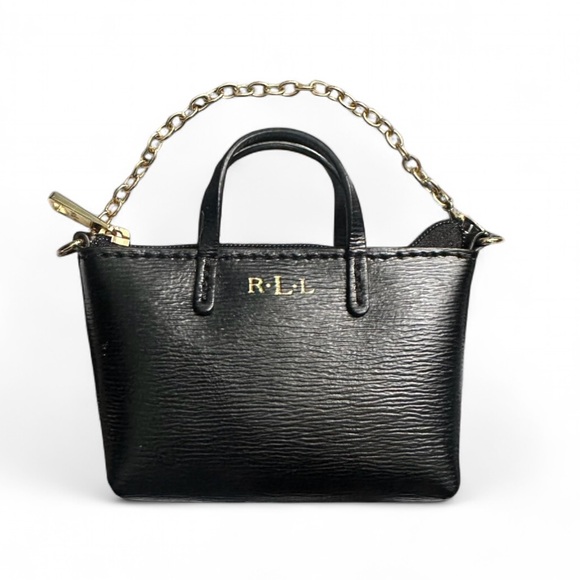 Ralph Lauren Handbags - Ralph Lauren Black Leather Mini-Tote Bag Coin Purse
